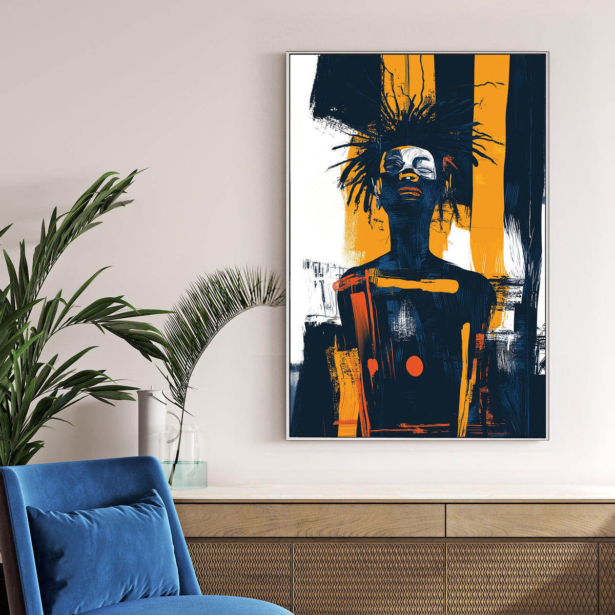 abstract portrait graffiti wall art