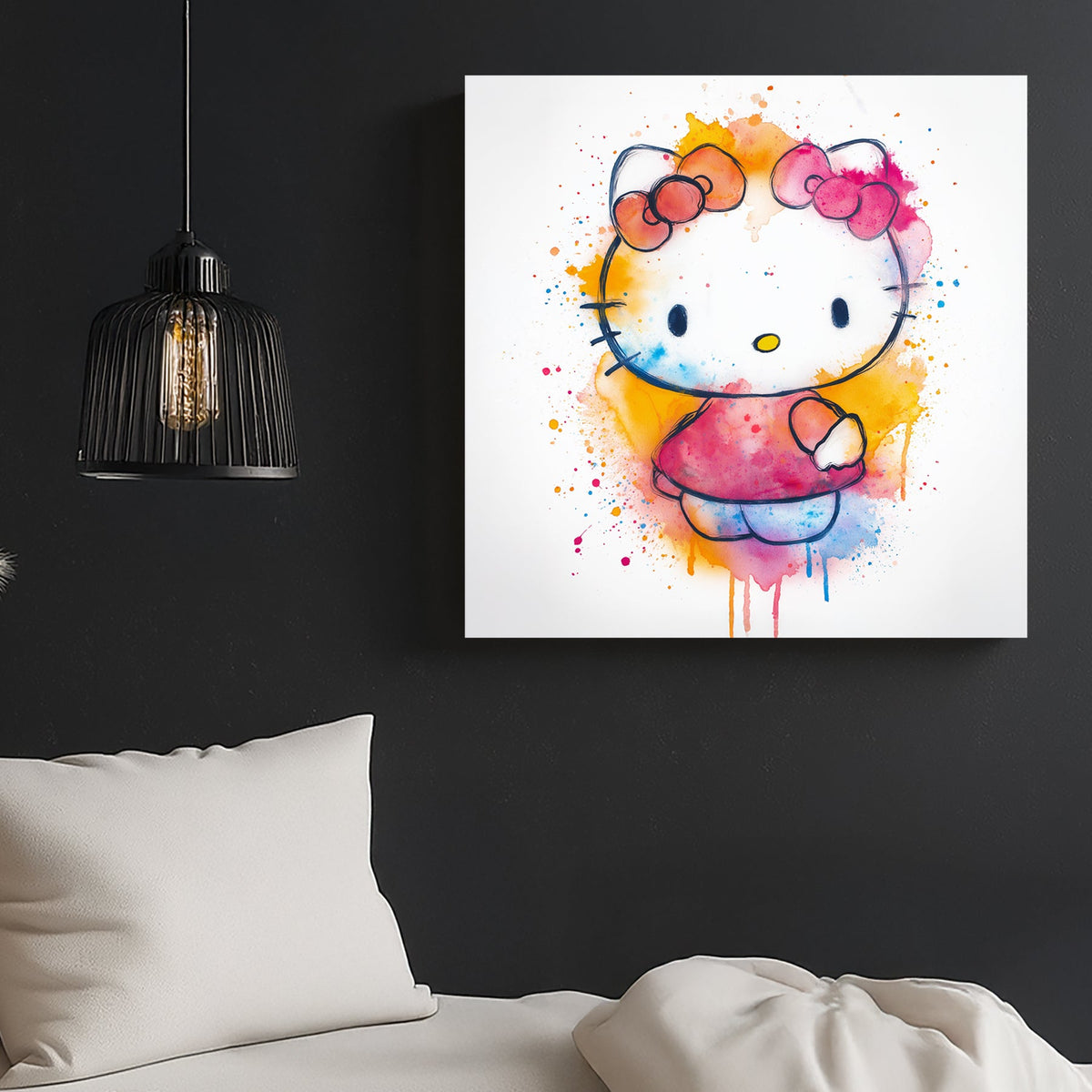 hello kitty colourful wall art