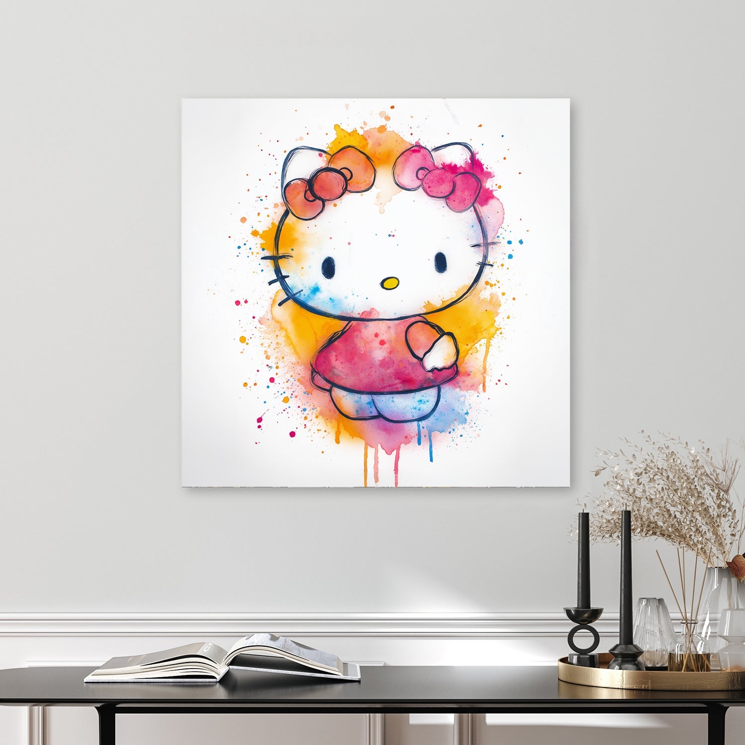 hello kitty colourful wall art