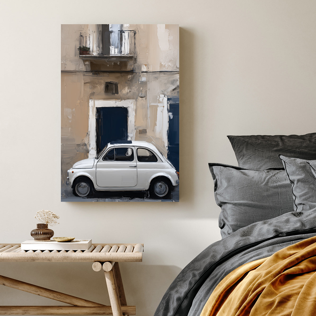 fiat 500 italian street wall art