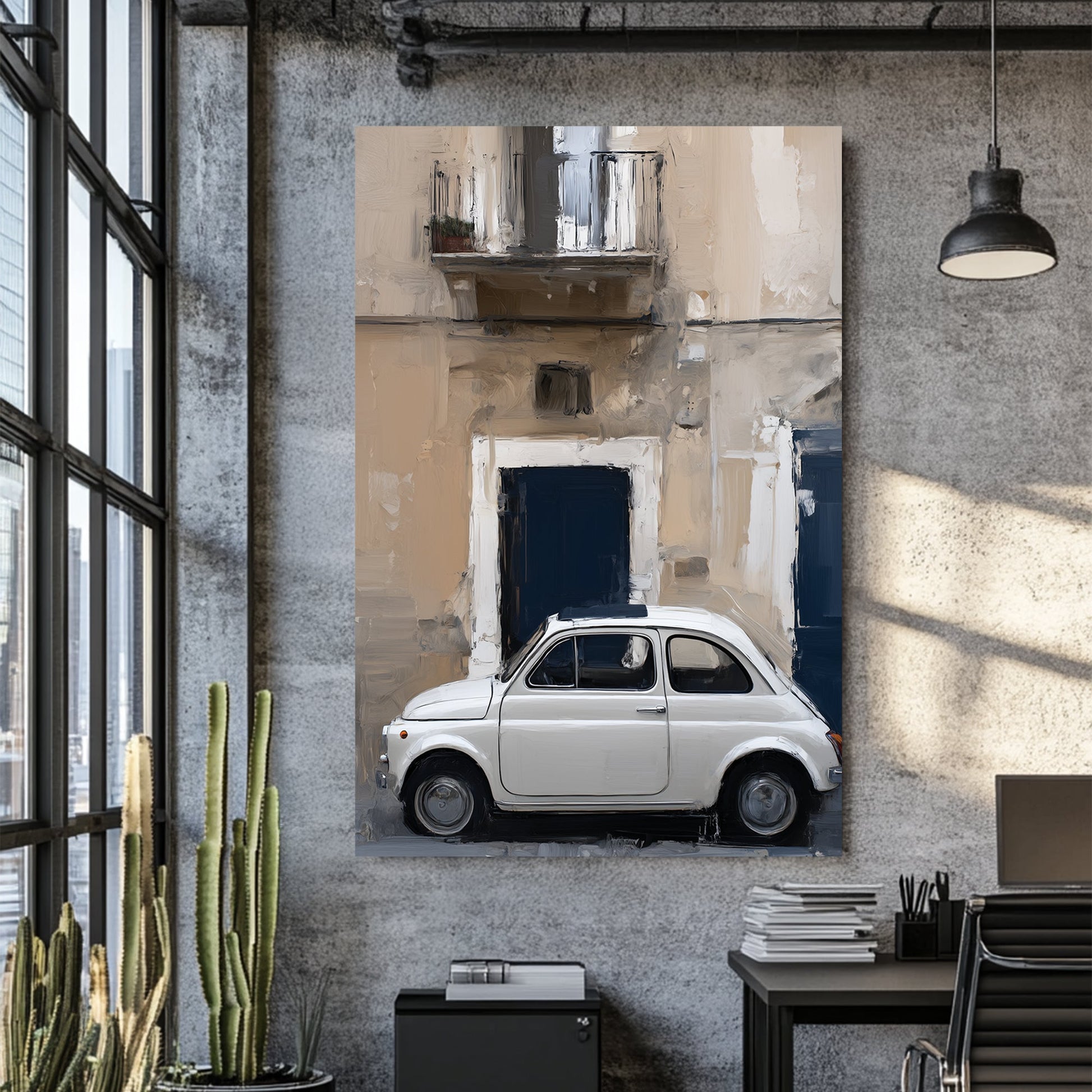 fiat 500 italian street wall art