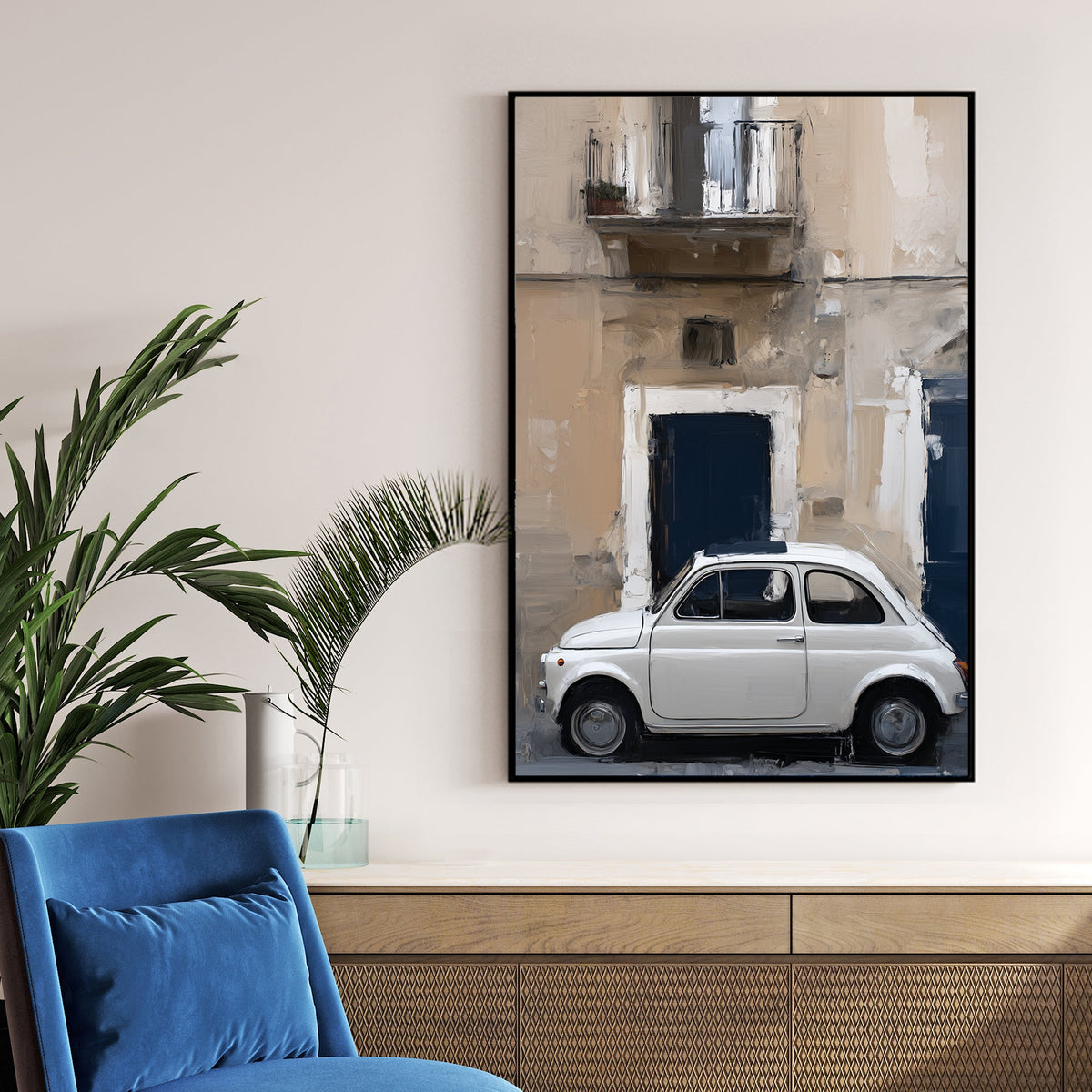 fiat 500 italian street wall art