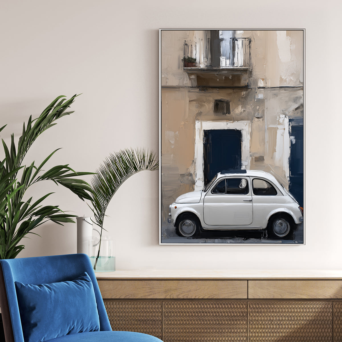fiat 500 italian street wall art
