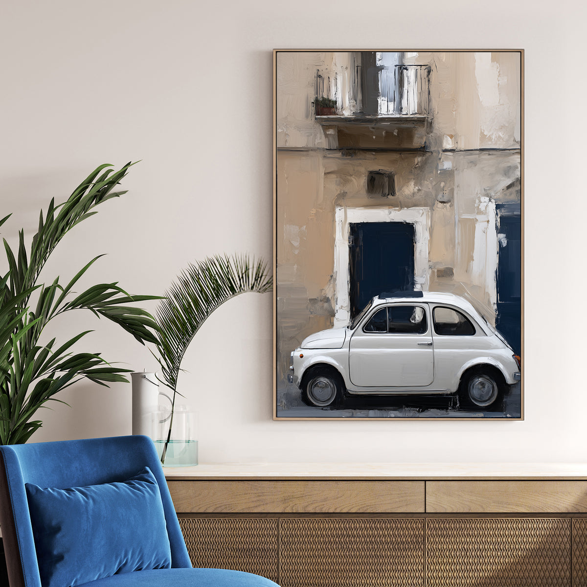 fiat 500 italian street wall art