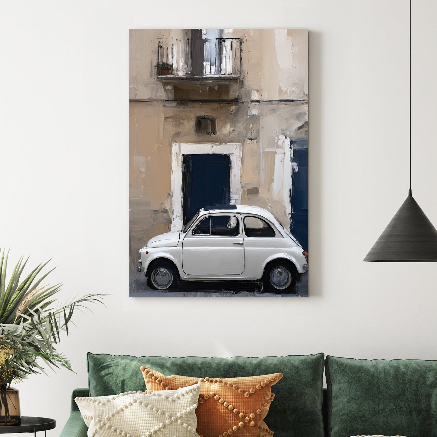 fiat 500 italian street wall art