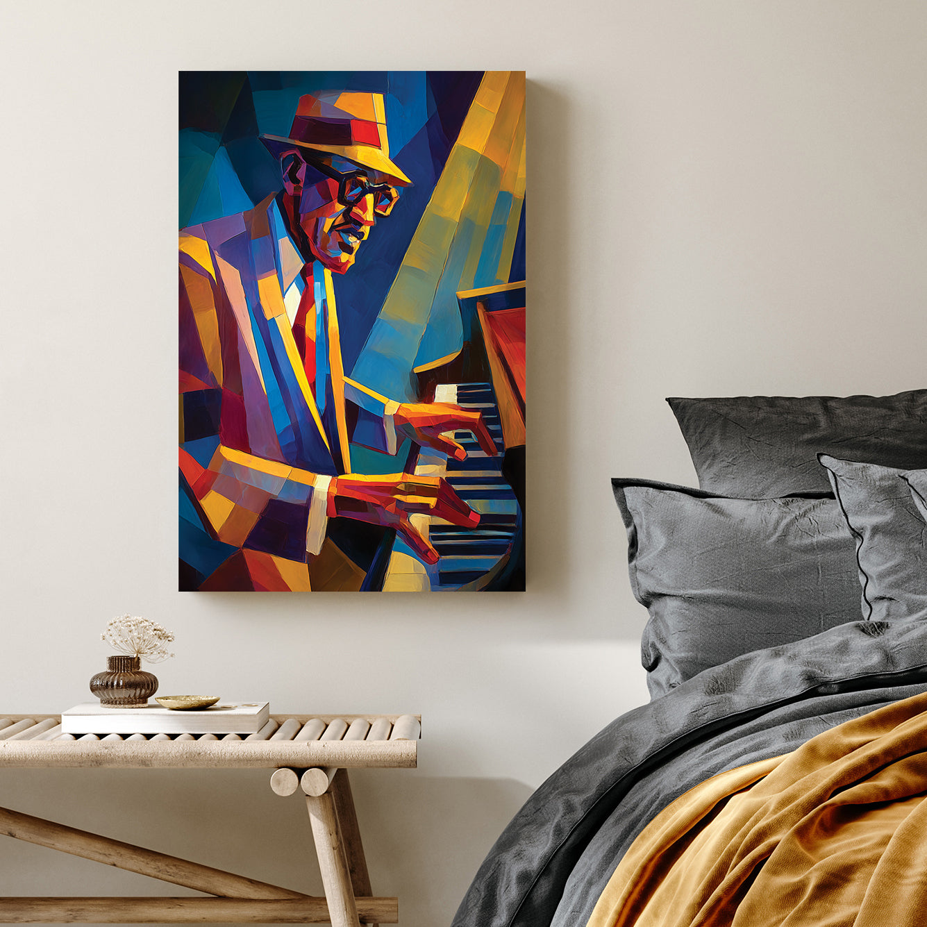 jazz pianist colourful wall art