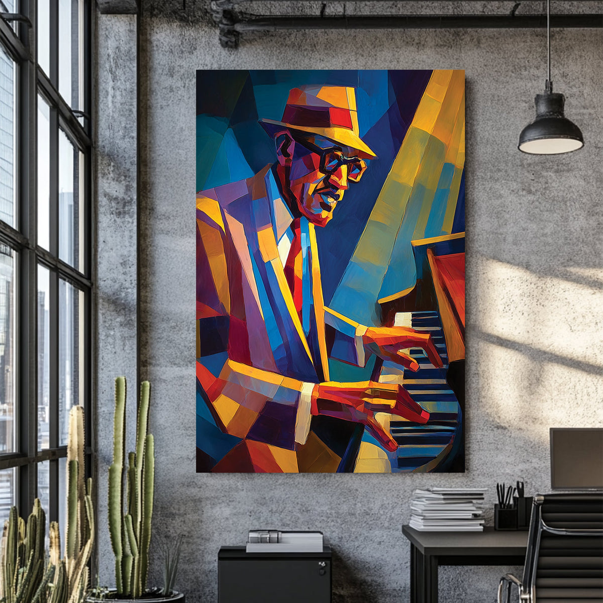 jazz pianist colourful wall art