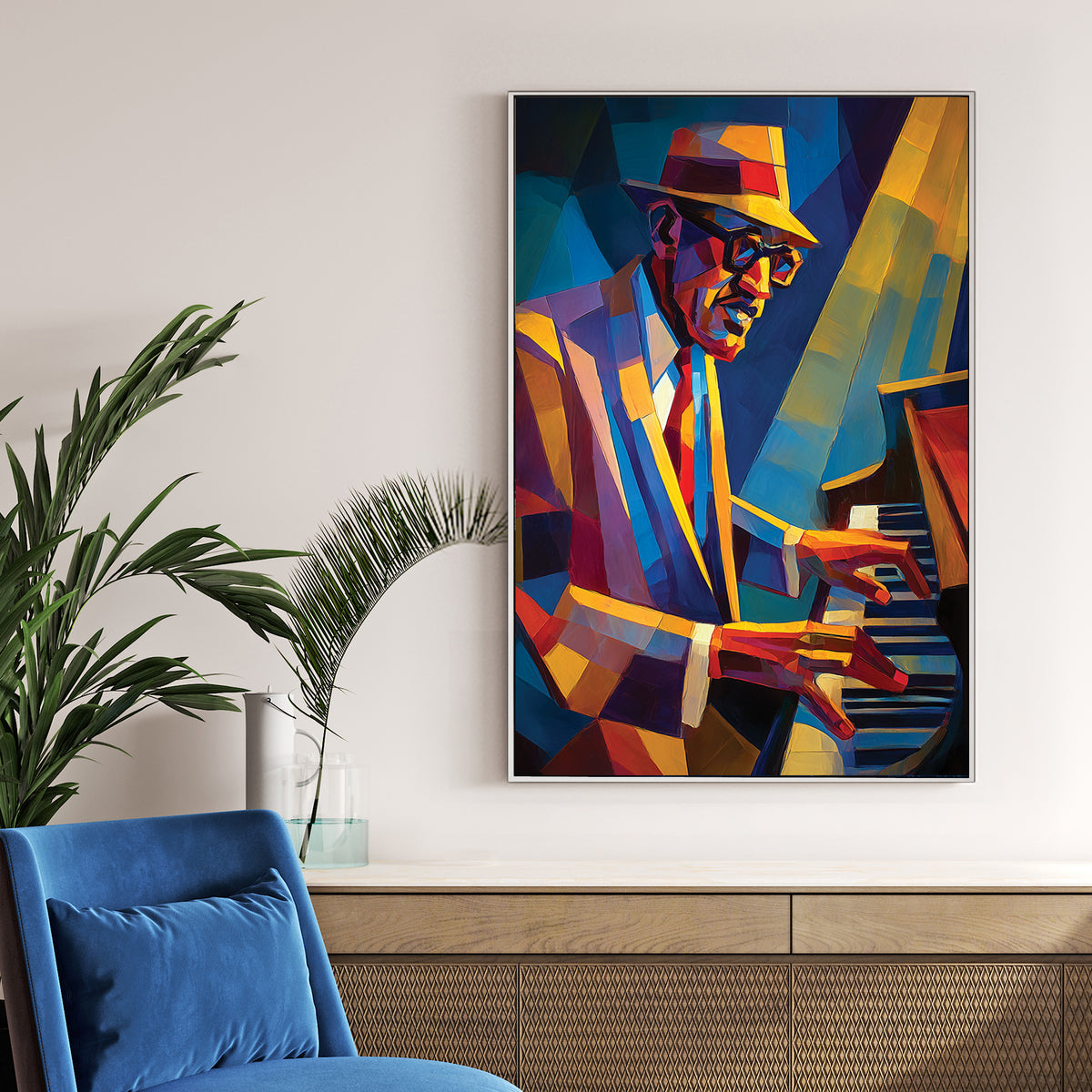 jazz pianist colourful wall art