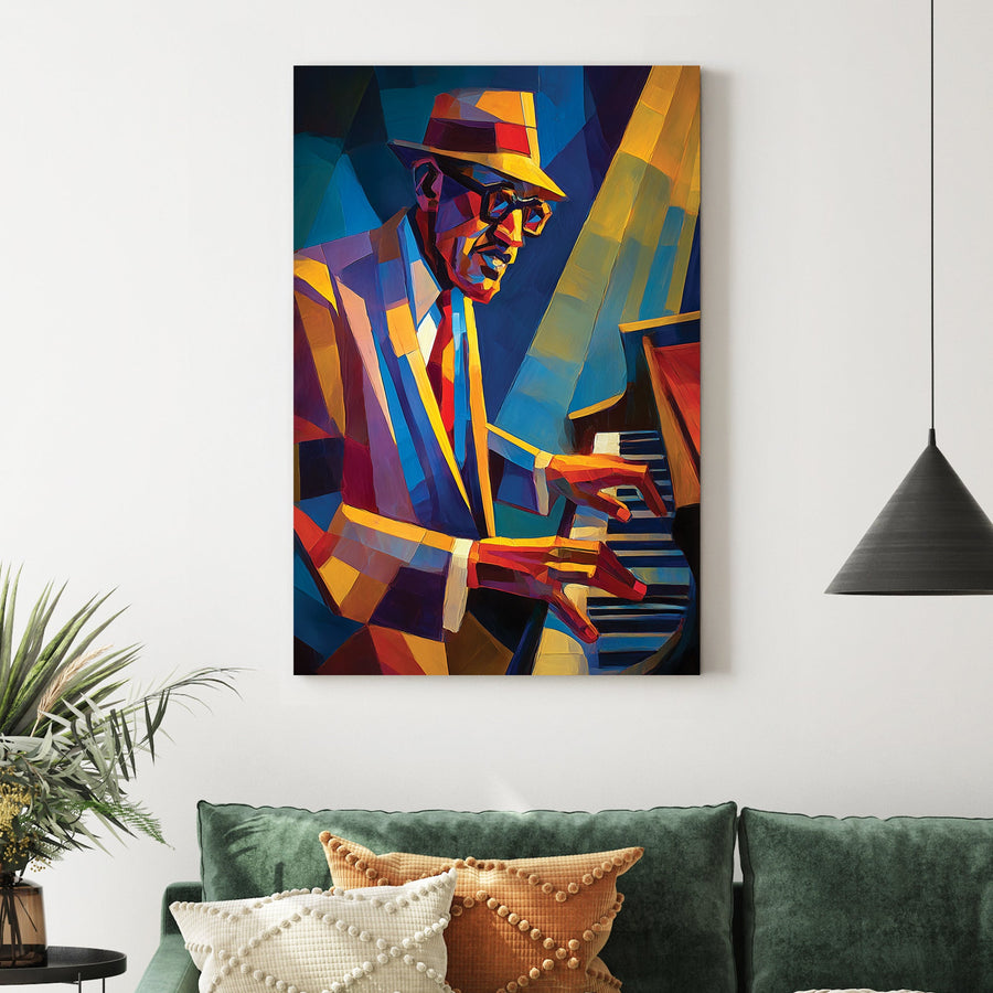 jazz pianist colourful wall art