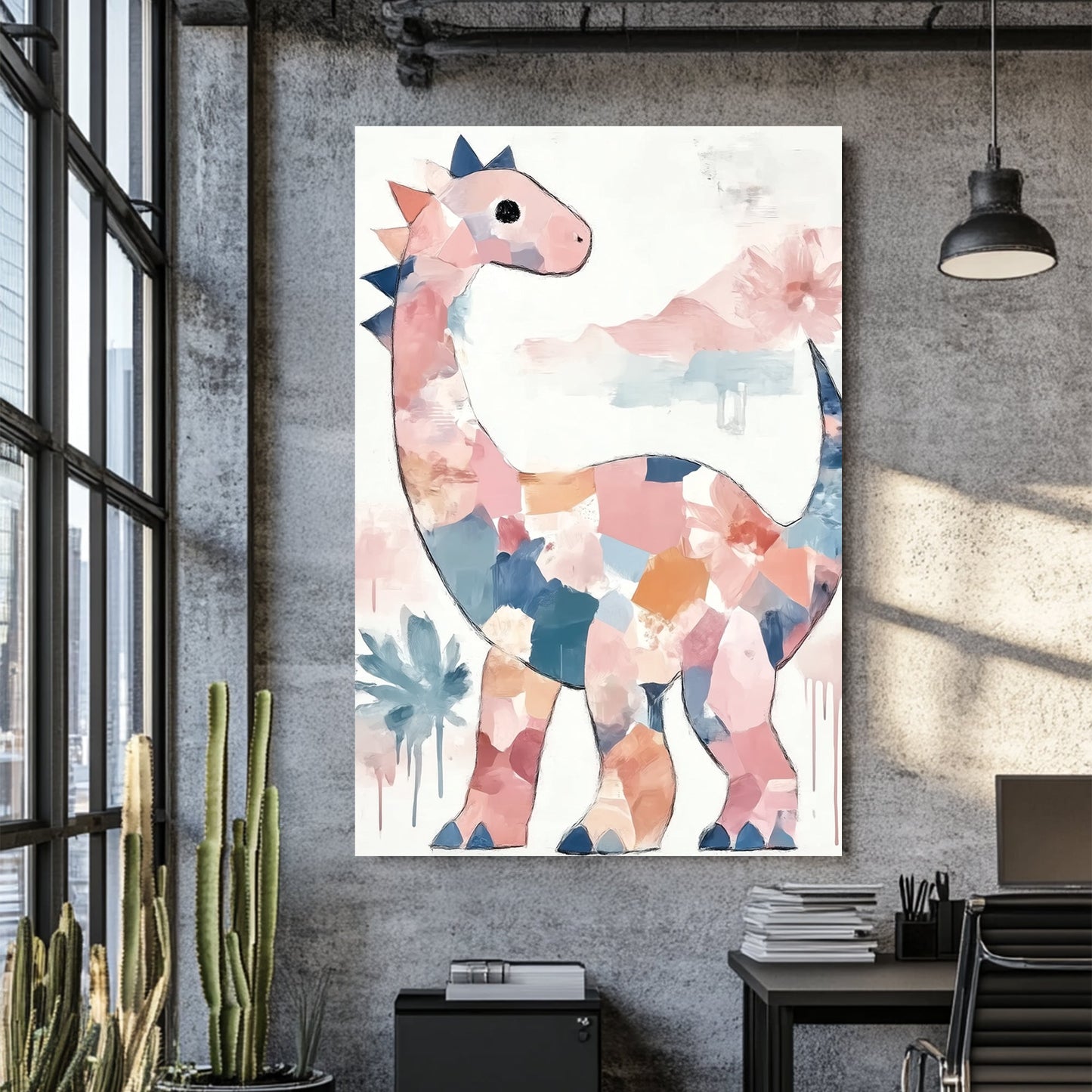 pastel dinosaur kids wall art
