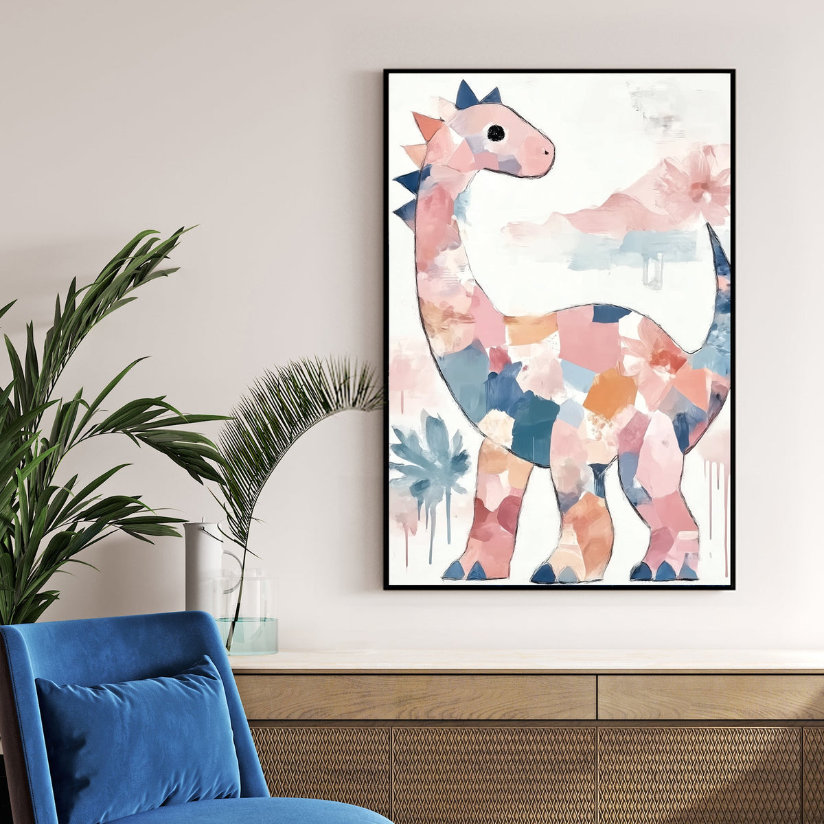 pastel dinosaur kids wall art