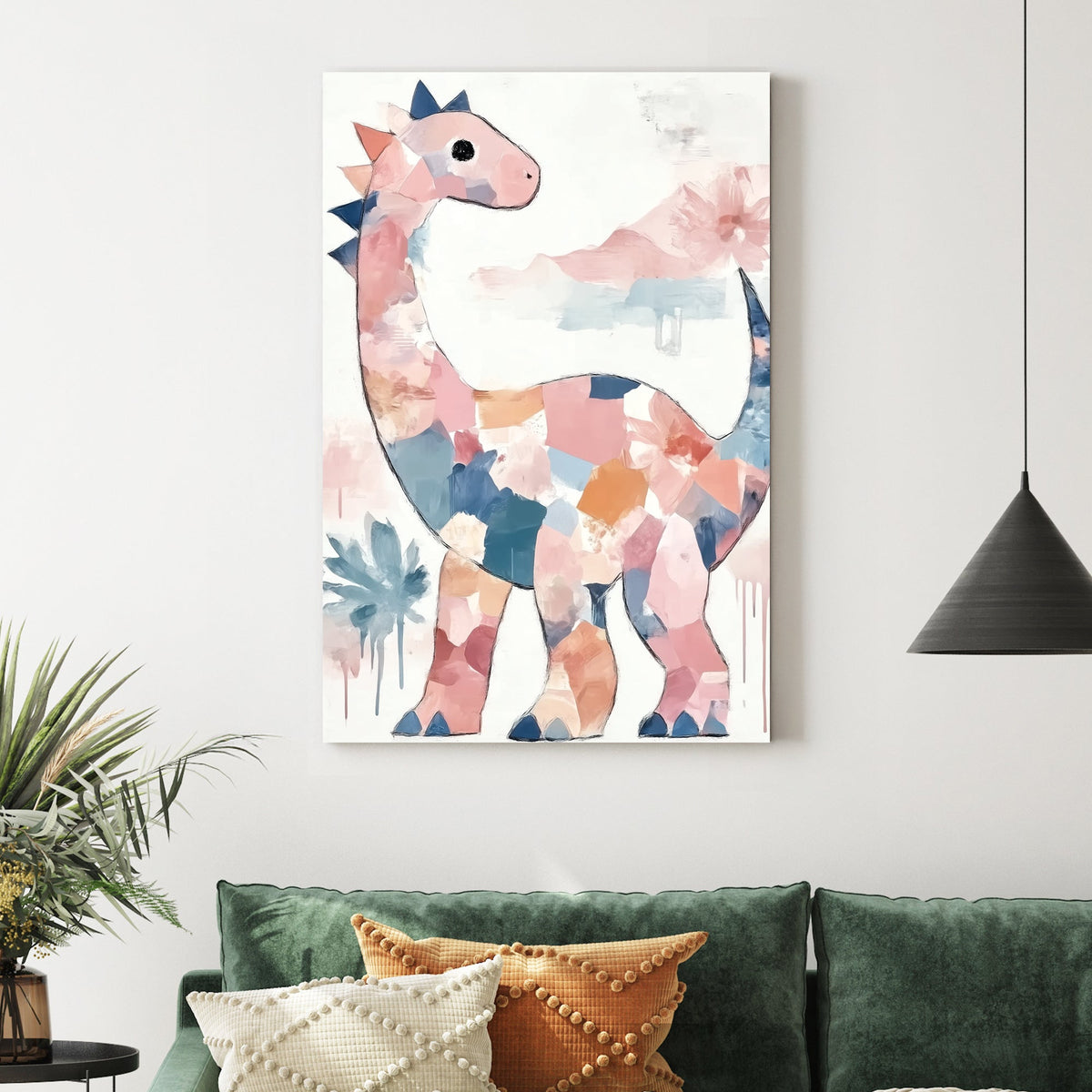 pastel dinosaur kids wall art