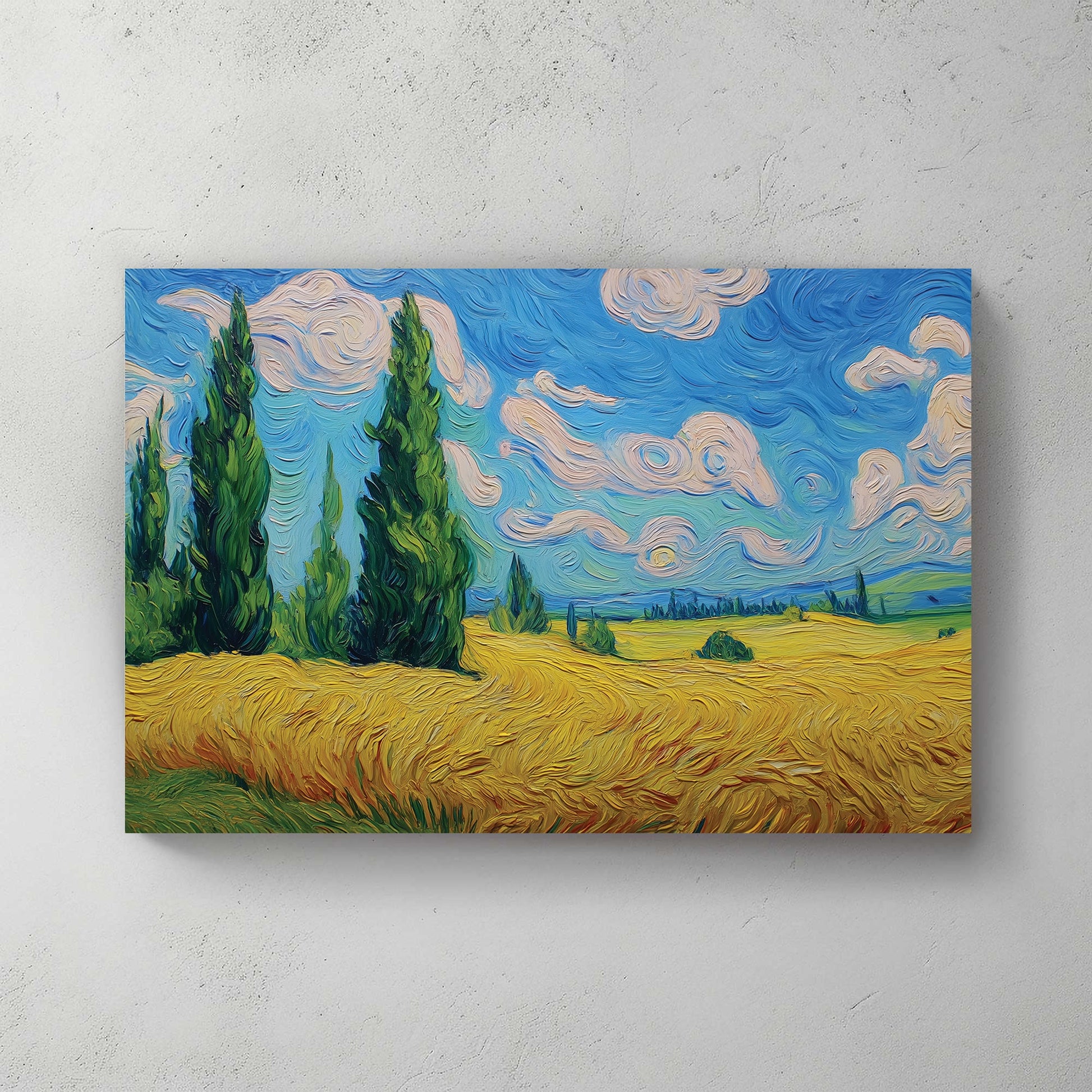 impressionist wheat field landscape wall art