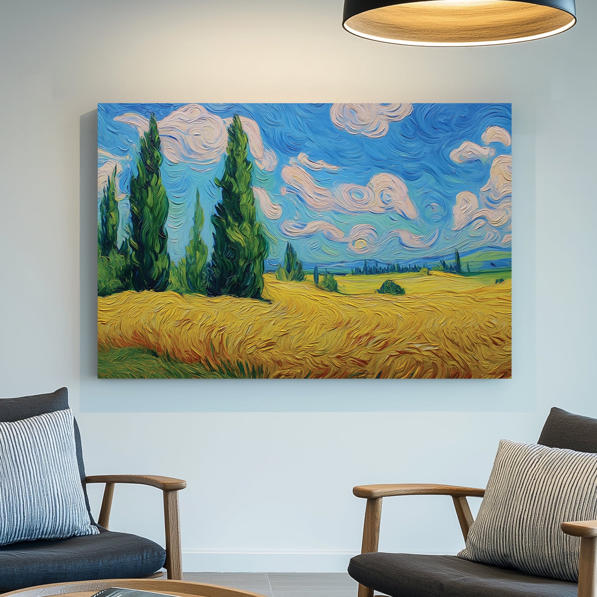 impressionist wheat field landscape wall art