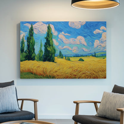 impressionist wheat field landscape wall art