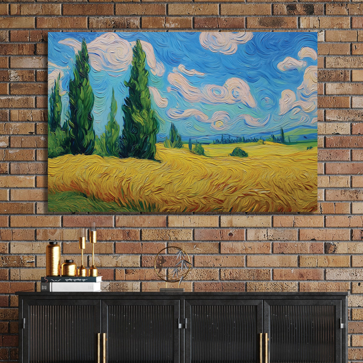 impressionist wheat field landscape wall art