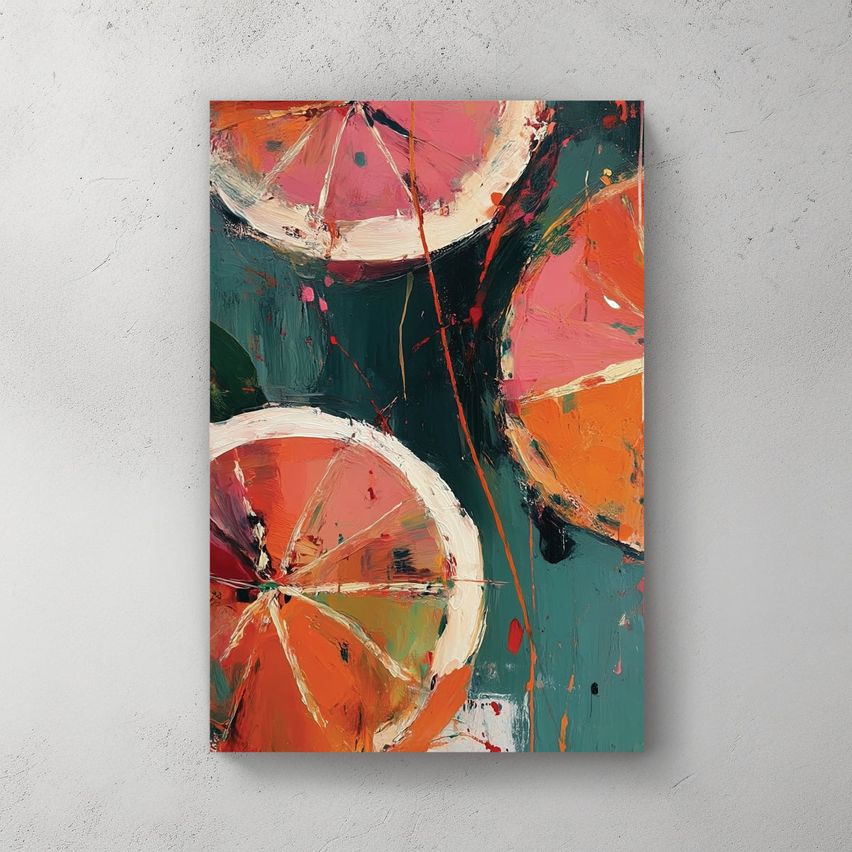 abstract blood orange slices wall art