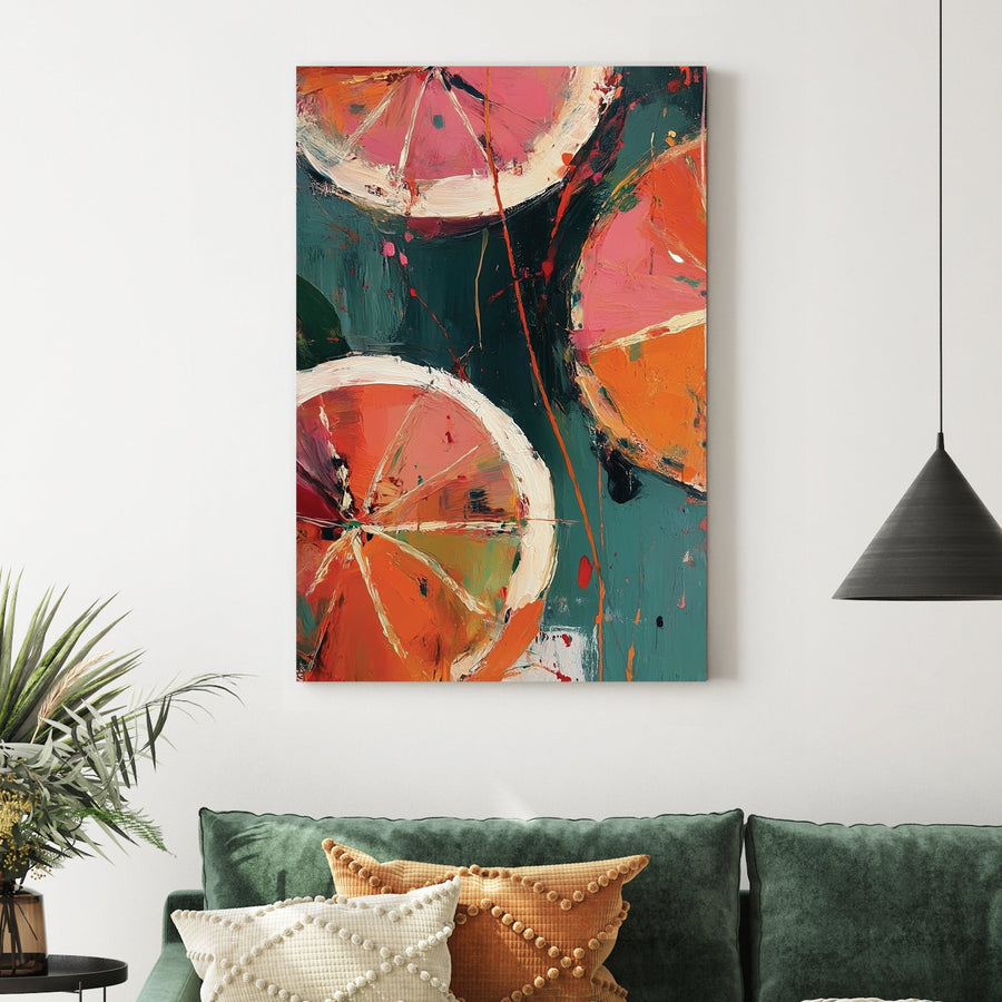 abstract blood orange slices wall art