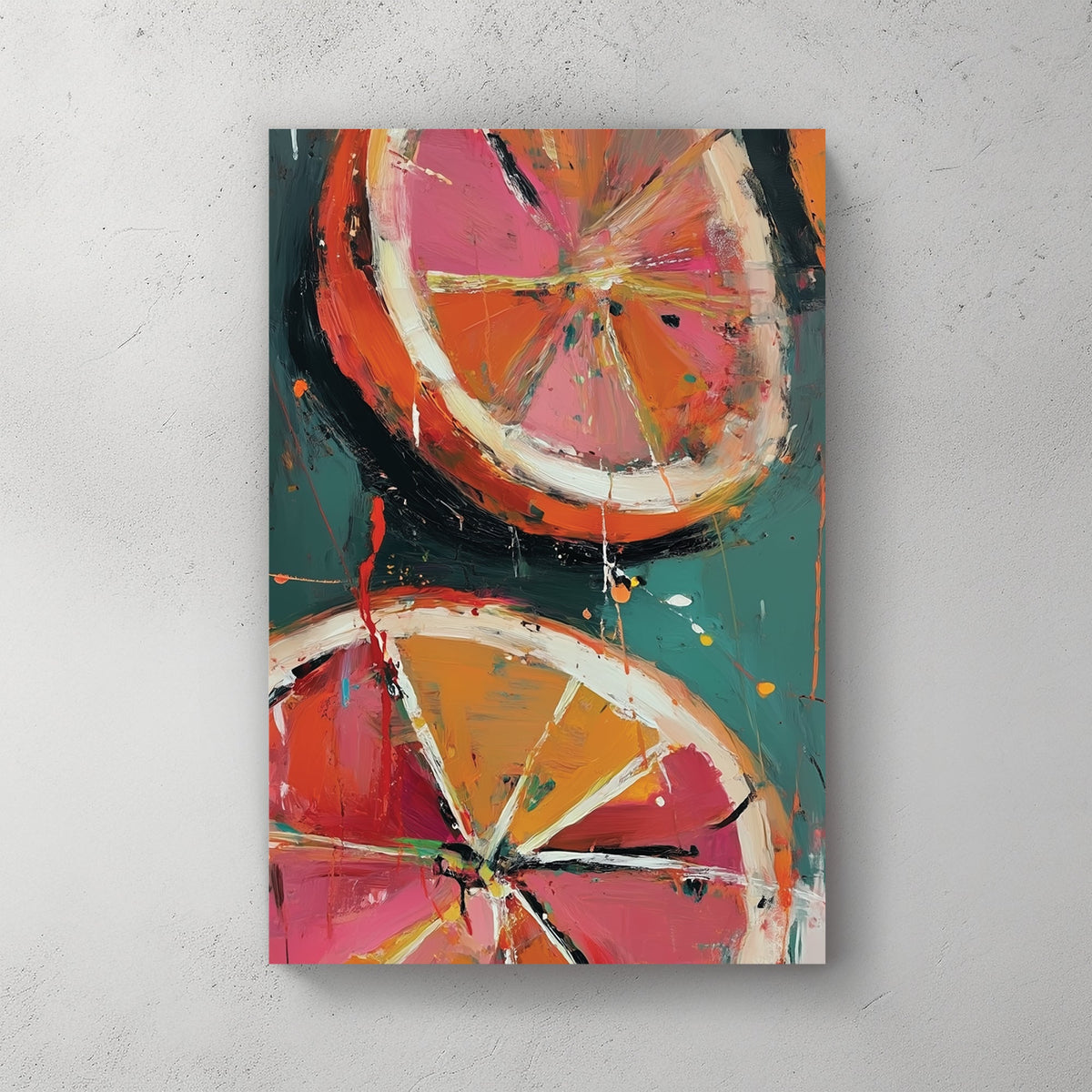 abstract blood orange slices wall art