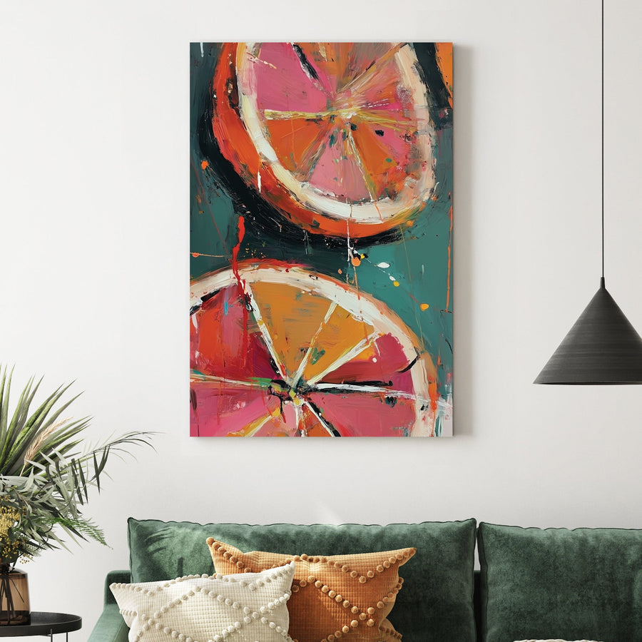 abstract blood orange slices wall art