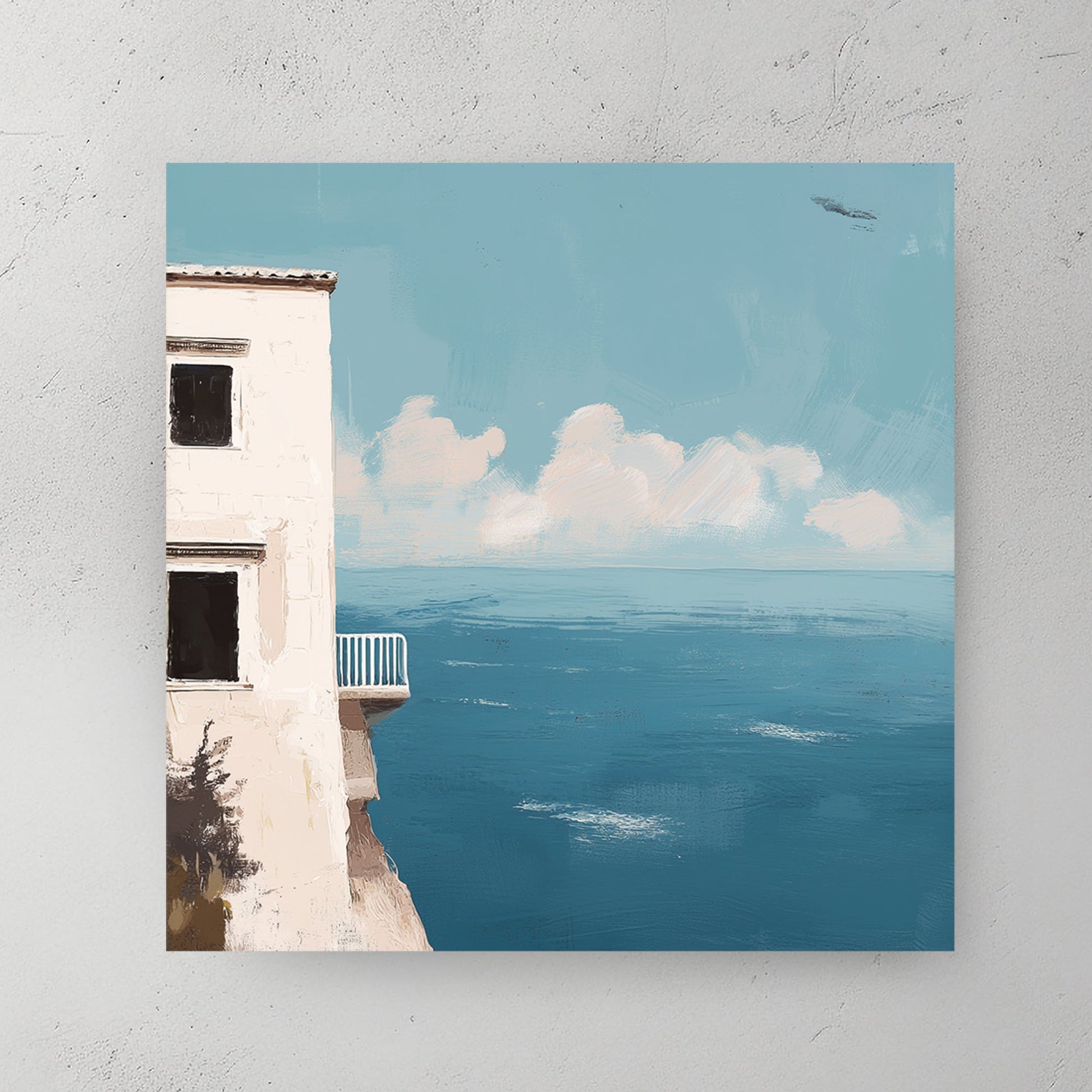 balcony overlooking ocean wall art