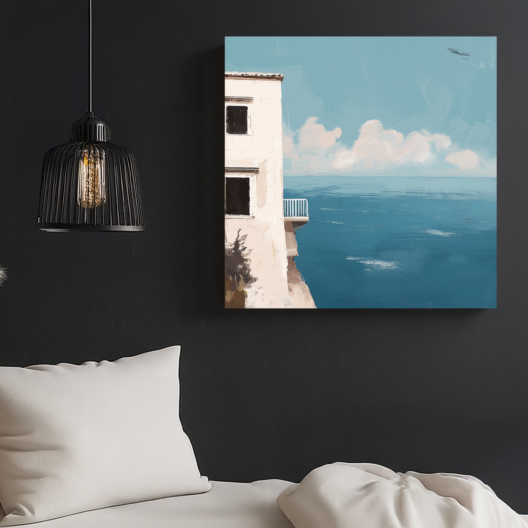 balcony overlooking ocean wall art