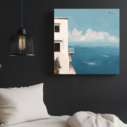balcony overlooking ocean wall art