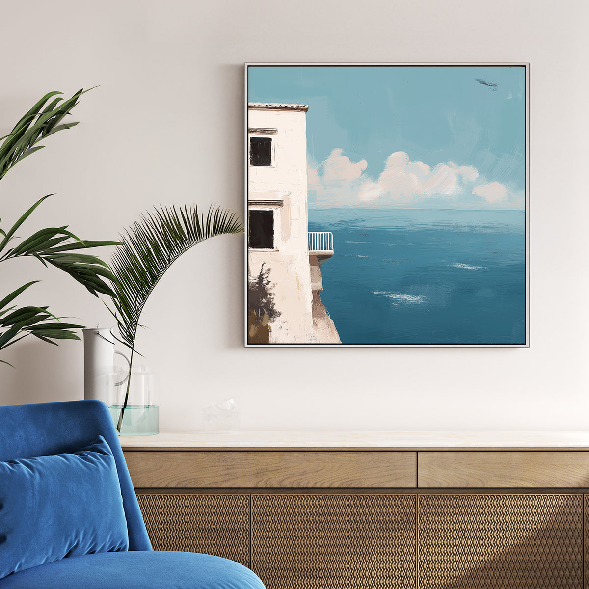 balcony overlooking ocean wall art