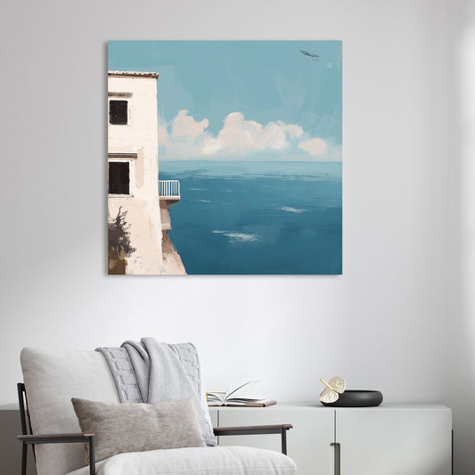 balcony overlooking ocean wall art