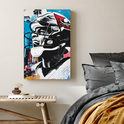 football player graffiti wall art