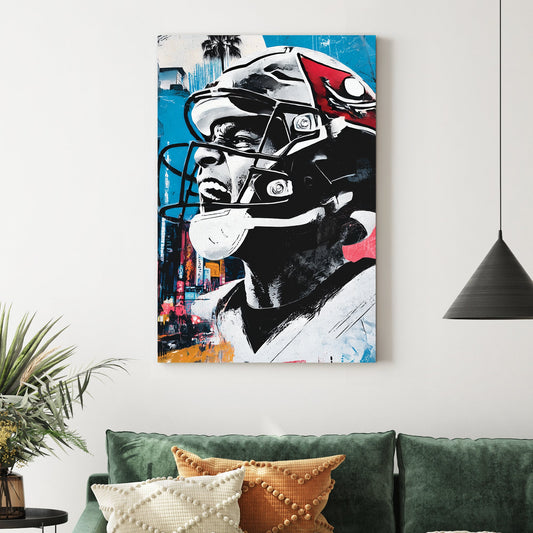 football player graffiti wall art