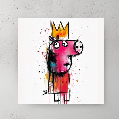 crowned piggy graffiti wall art