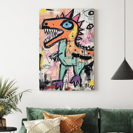 graffiti dinosaur wall art