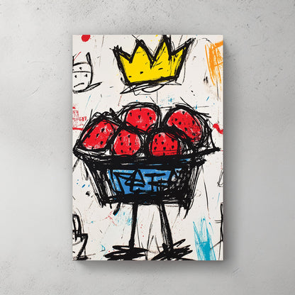 crowned strawberries graffiti wall art