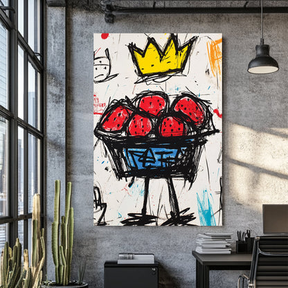 crowned strawberries graffiti wall art