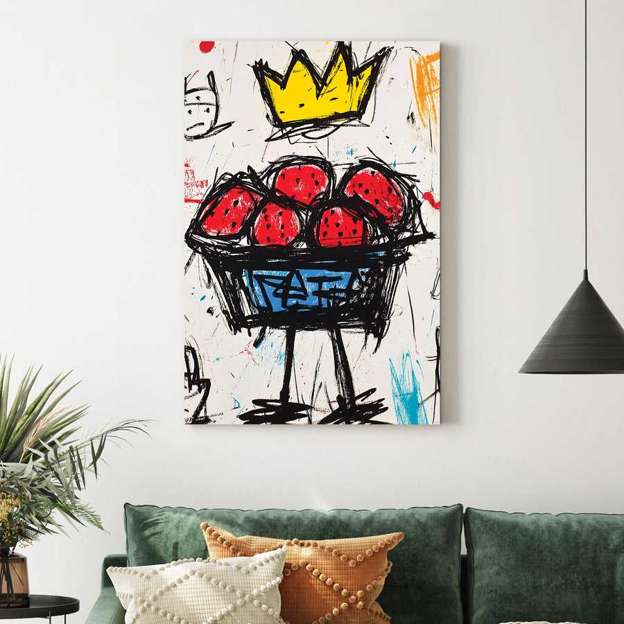 crowned strawberries graffiti wall art