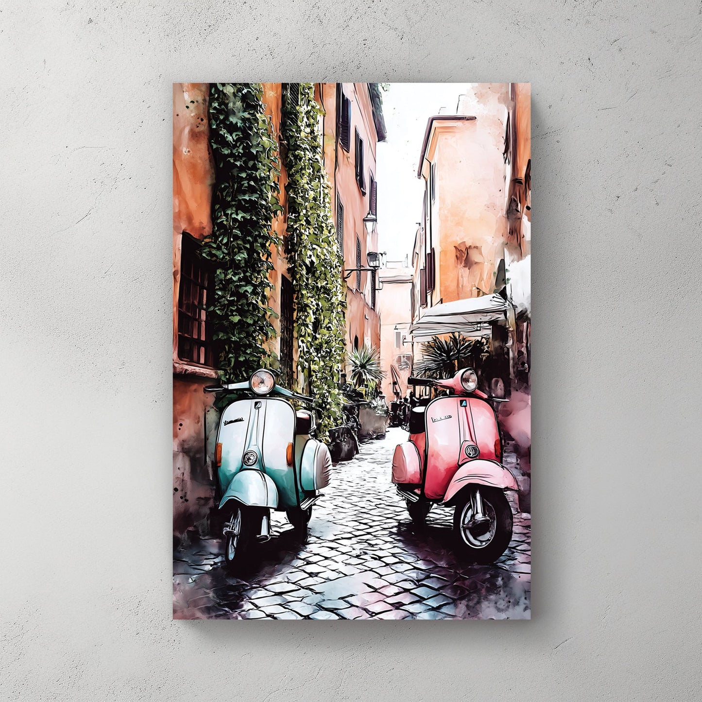 vespa scooters in Italian alley wall art