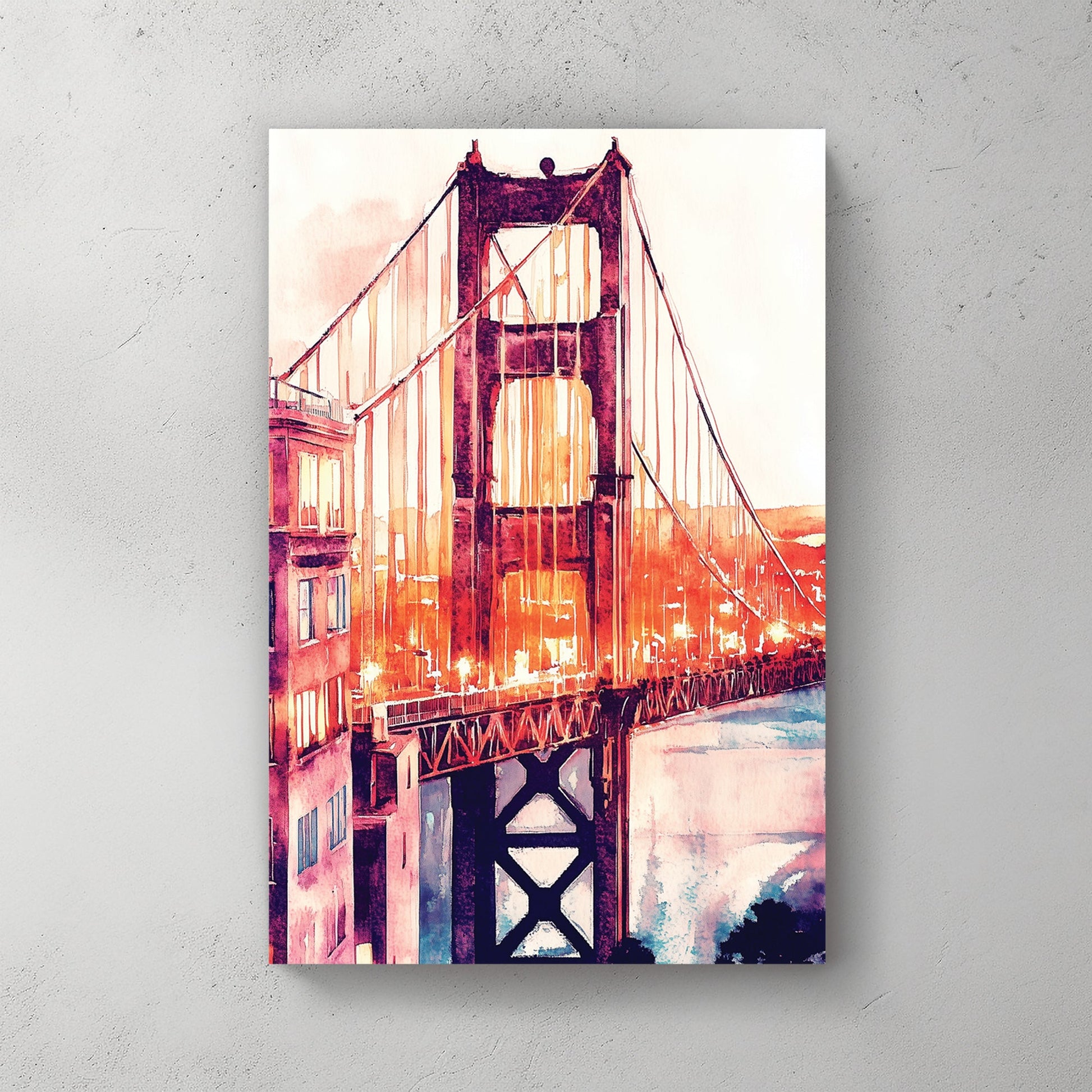 golden gate bridge wall art in watercolour
