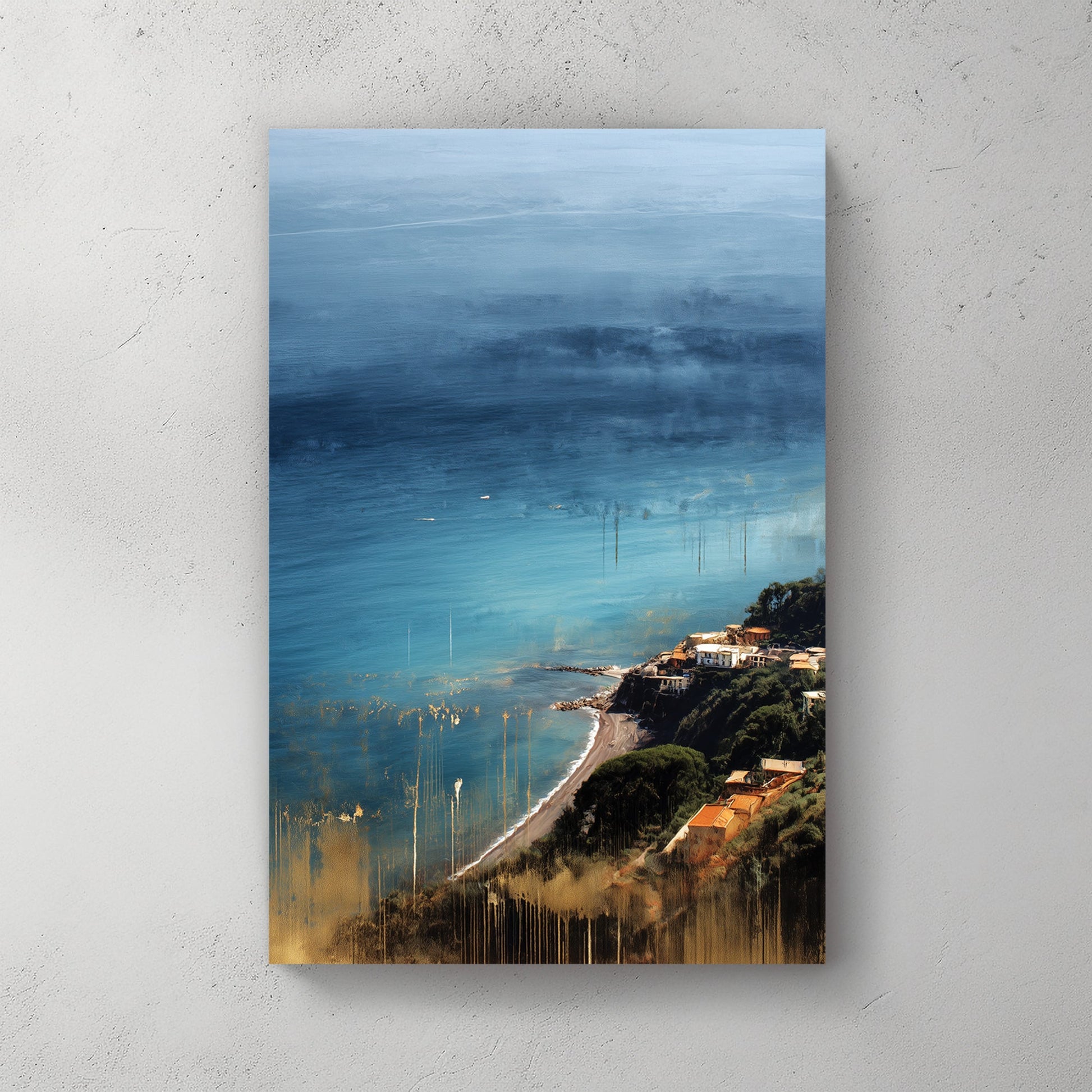 Taormina coast blue sea and village wall art