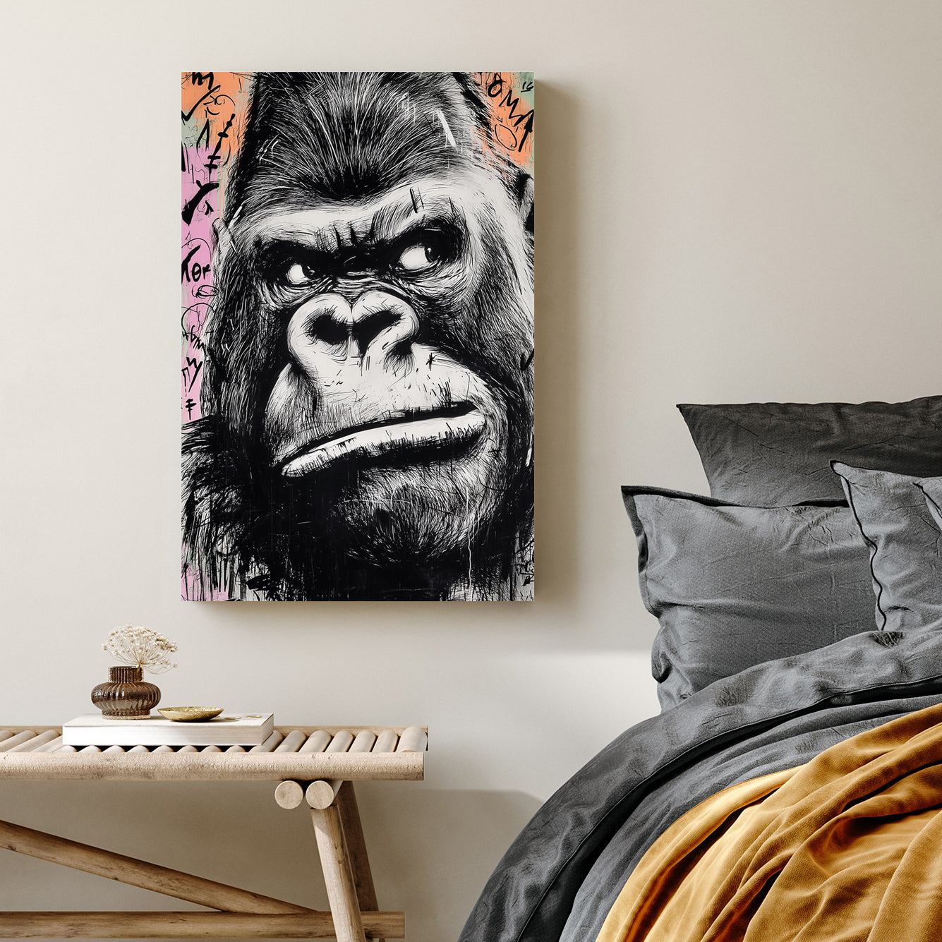 graffiti gorilla face urban wall art