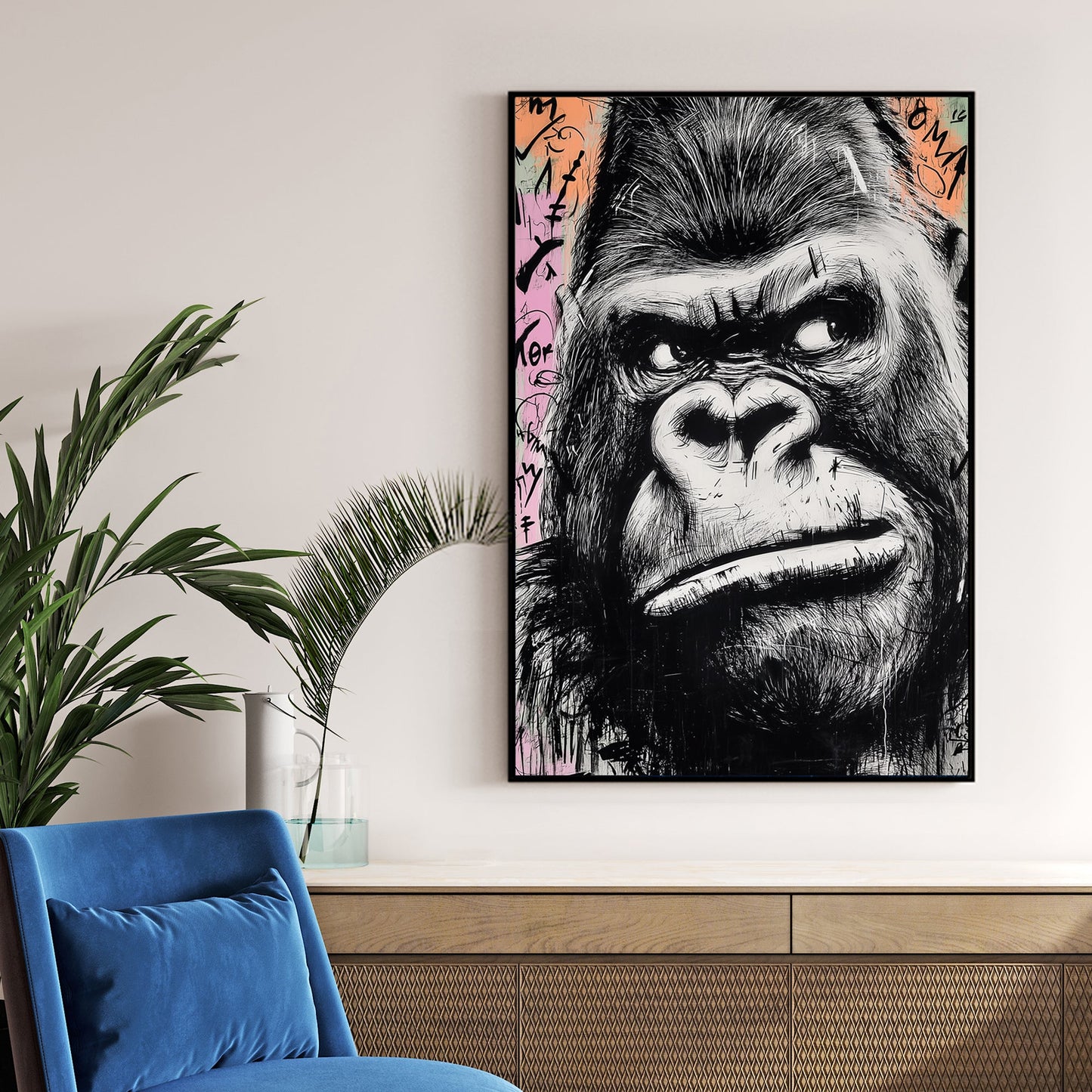 graffiti gorilla face urban wall art