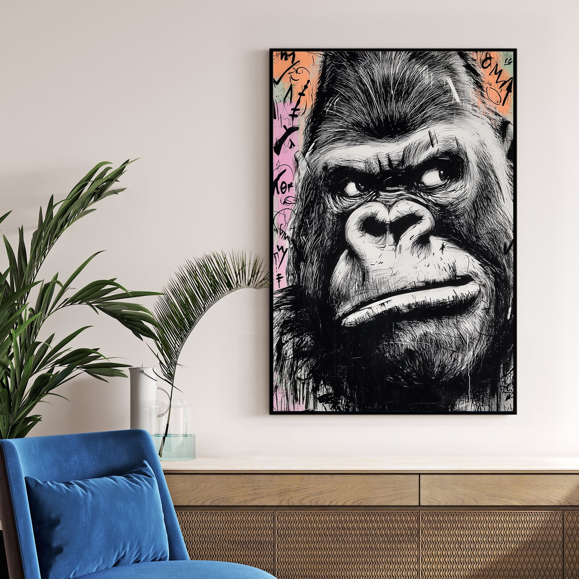 graffiti gorilla face urban wall art