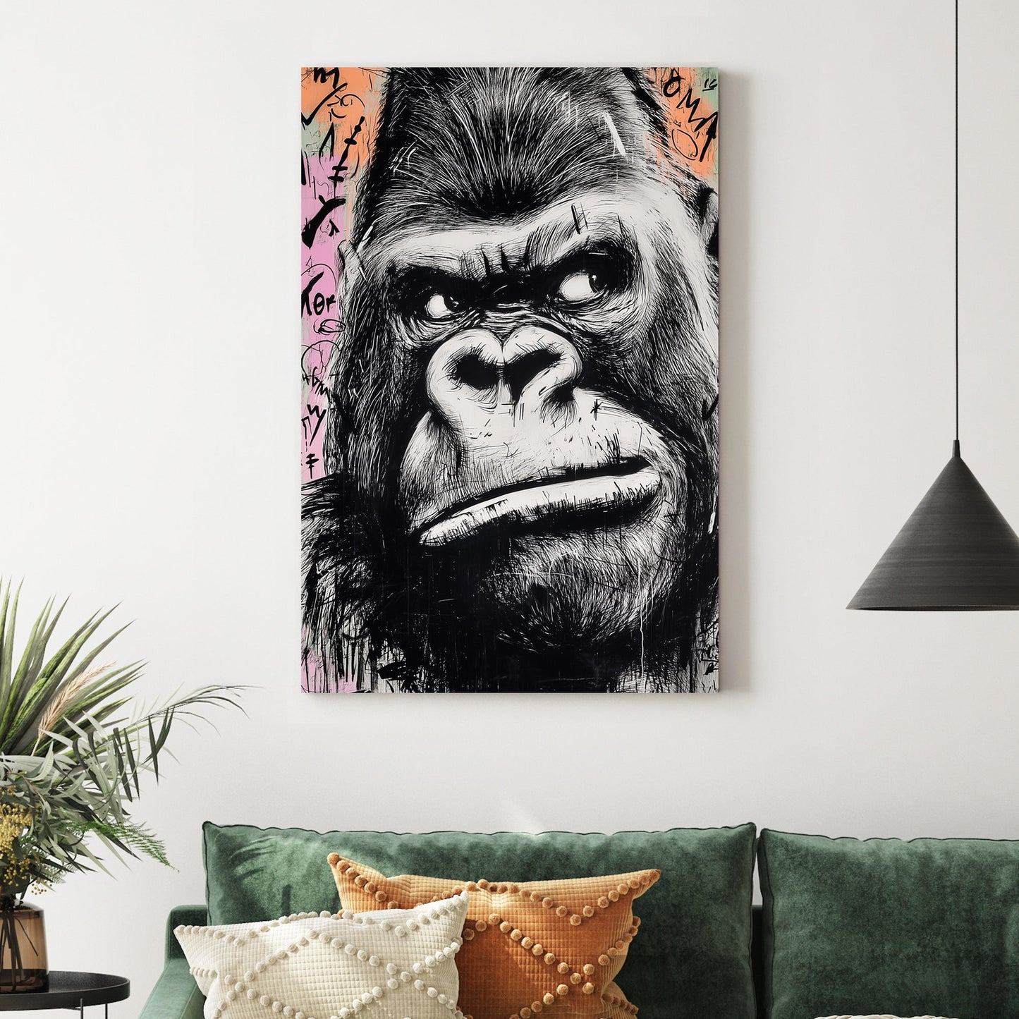 graffiti gorilla face urban wall art