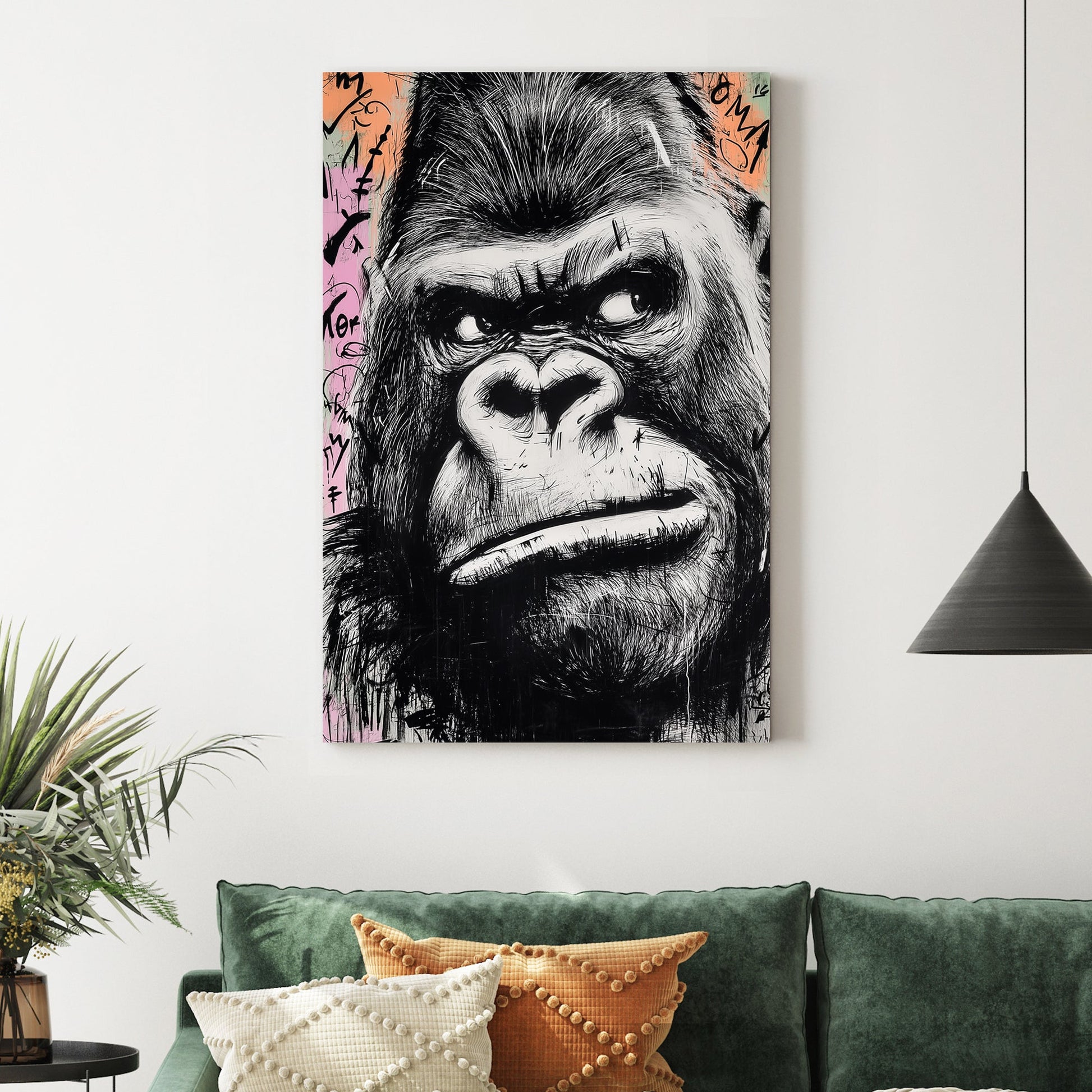 graffiti gorilla face urban wall art