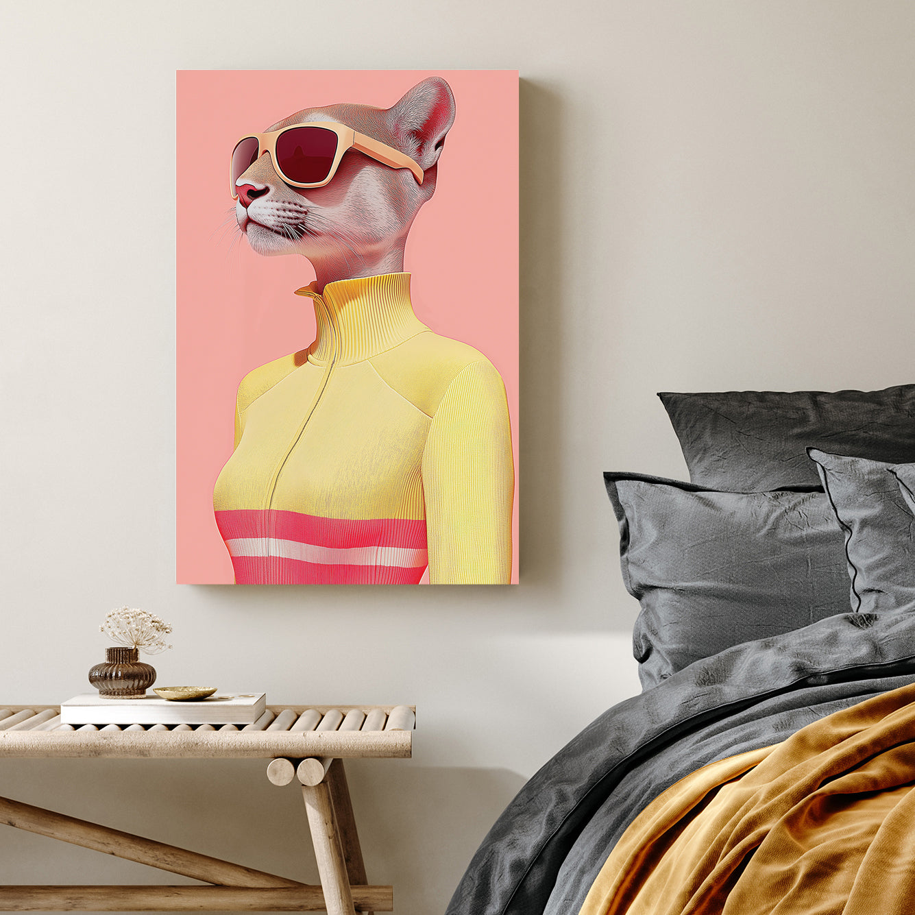 fashionable cat in sunglasses wall art