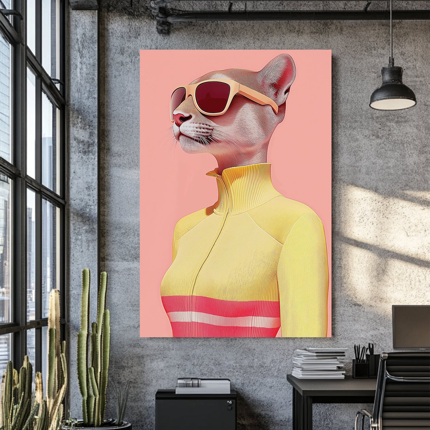 fashionable cat in sunglasses wall art