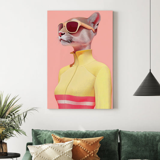 fashionable cat in sunglasses wall art