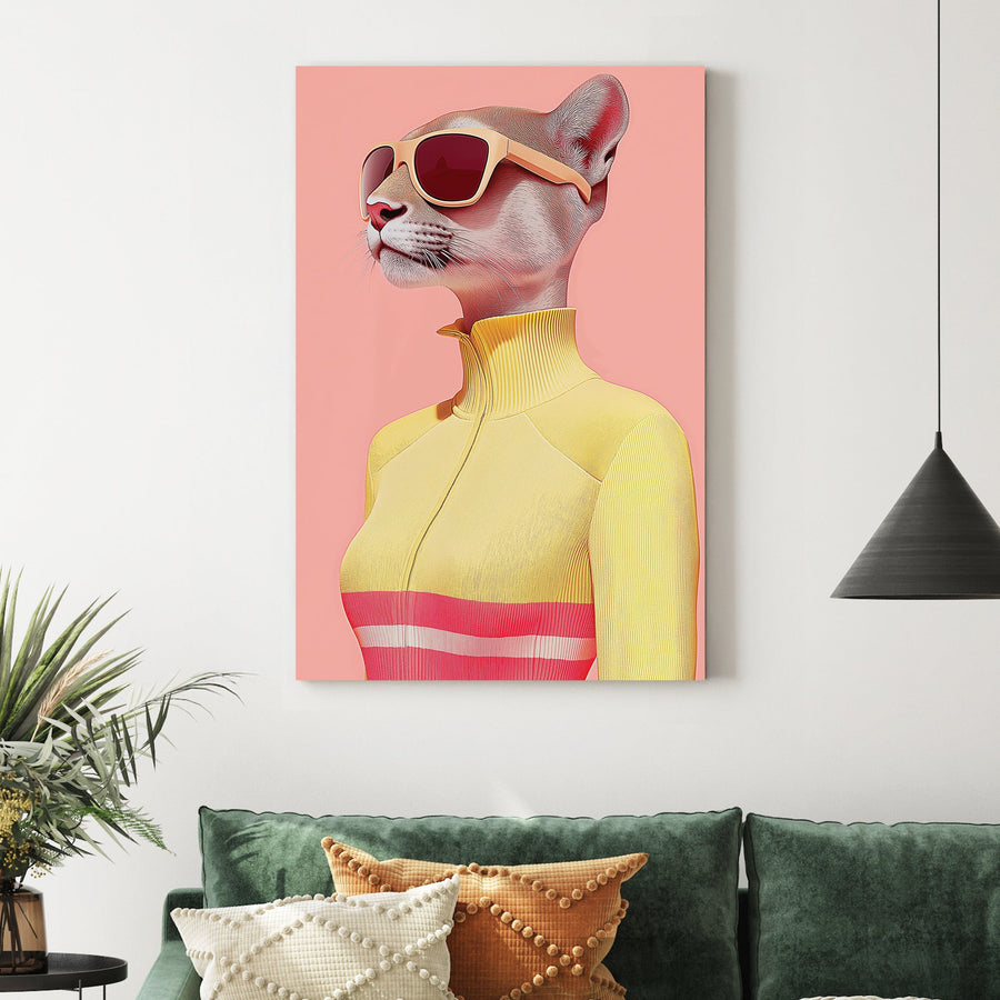 fashionable cat in sunglasses wall art