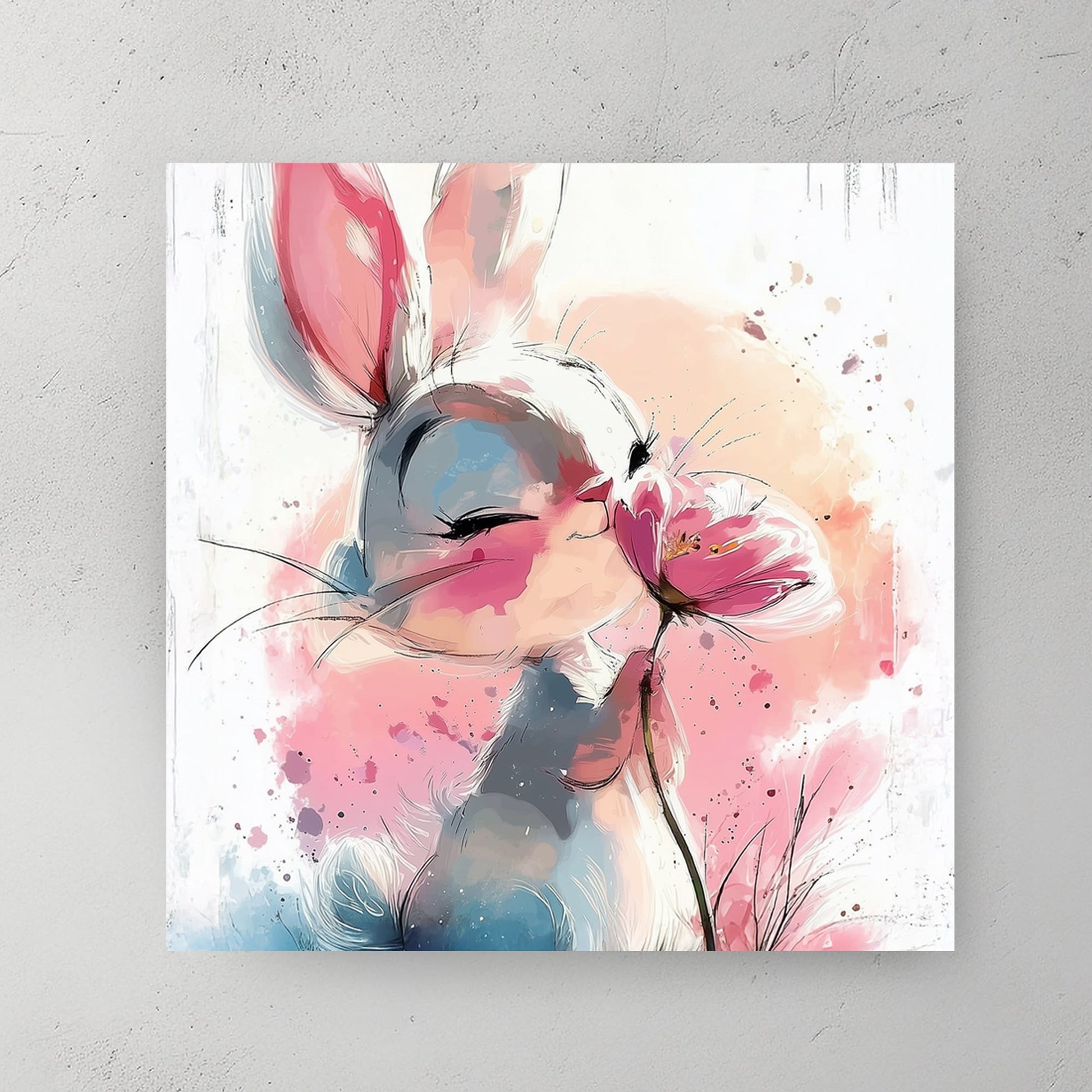 cute bunny with flower wall art