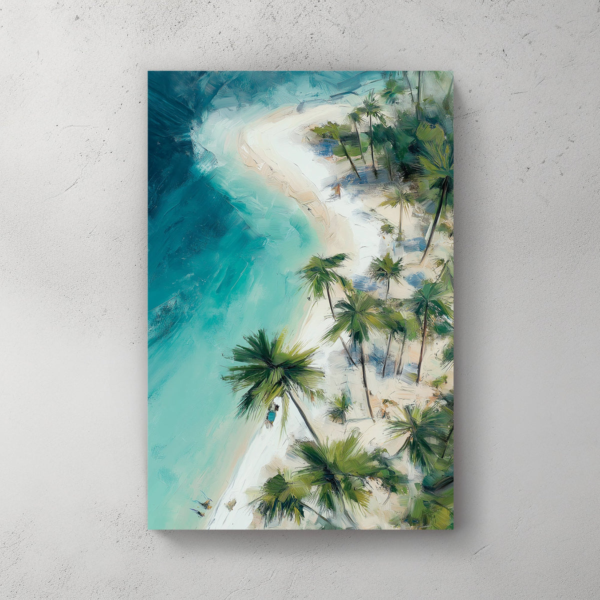 tropical beach aerial view palm trees wall art